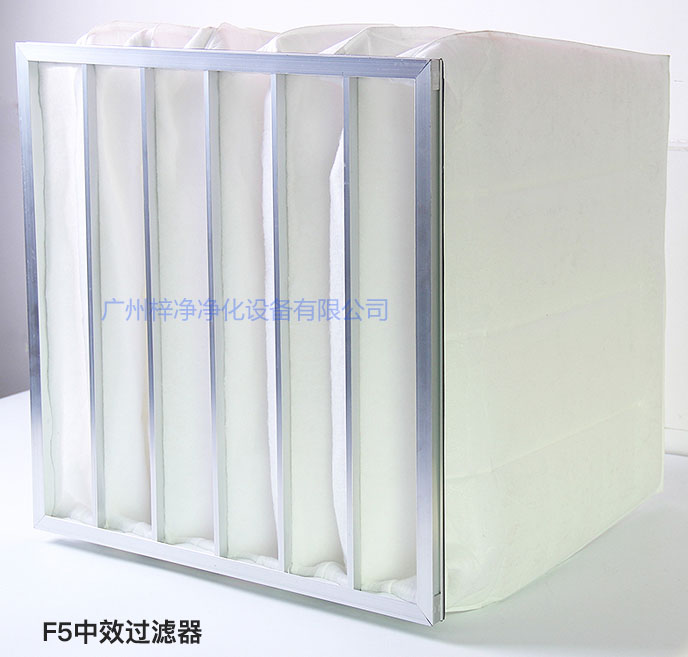 F5級袋式中效過濾器主要用于商業(yè)大樓、劇院、車站。