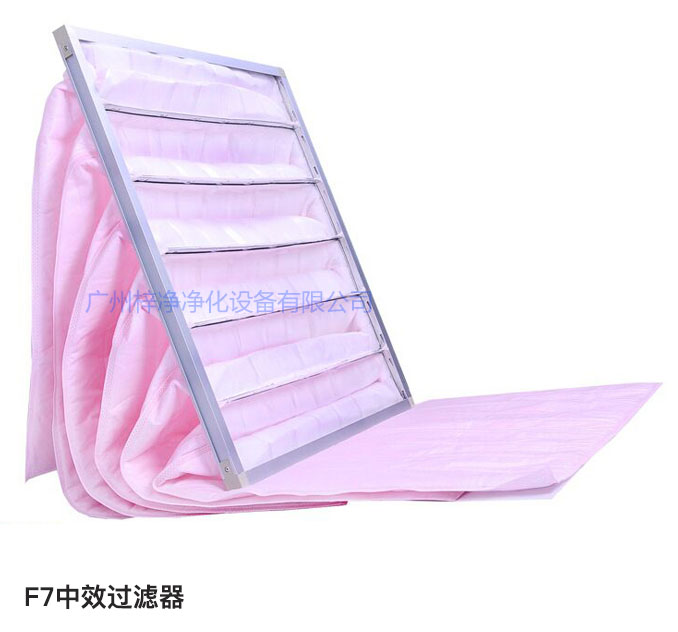F7級袋式中效過濾器常用于凈化空調(diào)中級過濾。